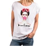 MAKAYA T-Shirt Femme - Frida Top Chic Fashion Tunique - Viva La Vida Blanc L
