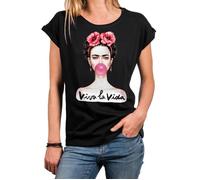 MAKAYA T-Shirt Femme - Frida Top Chic Fashion Tunique - Viva La Vida Noir XL