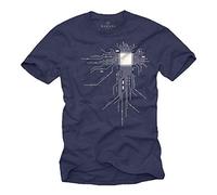 Makaya T-Shirt Geek Bleu Gamer CPU Homme Bleu S
