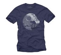 Makaya T-Shirt Geek Death Star avec ATAT Wars Bleu Homme M