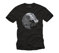 Makaya T-Shirt Geek Death Star avec ATAT Wars Noir Homme XXXL