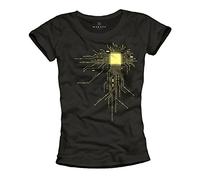 Makaya T-Shirt Geek Femme Gamer CPU Noir Taille L