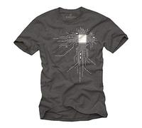 Makaya T-Shirt Geek Gris Gamer CPU Homme Gris Foncé XL