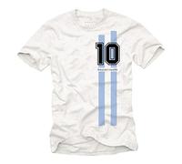Makaya T-Shirt Homme - Argentine Football 1986 Maradona Numero 10 Blanc XXXXXL