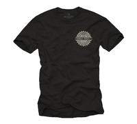 Makaya T-Shirt Homme avec Message Citation Karma Règle Mandala Imprimé au Dos Esotérisme Cadeaux pour Hommes Noir Taille XXXXL