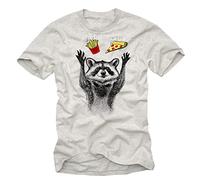 Makaya T-Shirt Homme Humour - Raton Laveur Pizza Tee Shirts Drole Enfant Garcon Fillet Gris S