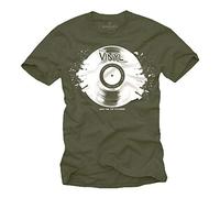 Makaya T-Shirt Homme Musique Dessin Vintage Vinyl Record Cadeau Hip Hop Vert XXXXXL