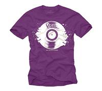 Makaya T-Shirt Homme Musique Dessin Vintage Vinyl Record Cadeau Hip Hop Violet XL