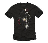 Makaya T-Shirt Homme Shadow Biker Motif Moto Rétro avec Naked Bike Tshirt Cadeau pour Motards et Amoureux de la Moto Fans Noir XL