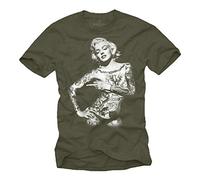 Makaya T-Shirt Homme Tattoo Style - Mode Rock Streetwear avec Motif Tatouage Crâne Encre pour Fans de Musique Femme Tee Vert XXL