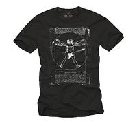Makaya T-Shirt Homme Vintage Dessin Retro Motif Rock Festival Guitare Noir S