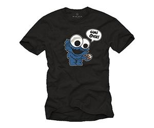 Makaya T-Shirt Humour Homme - Monster Cookie Game Over Noir M