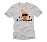 Makaya T-Shirt Humour pour Homme - No Probllama Lama - Imprimé avec Ecriture Humoristique Gris Clair Grande Taille L