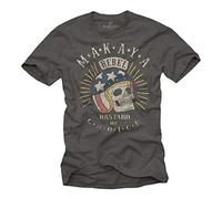 Makaya T-Shirt Moto Cross Homme - Vetement Biker Slogan Skull Gris L