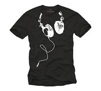 MAKAYA T-shirt Musique Casque Headphones Electro Noir M