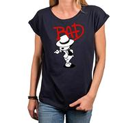 Makaya T-Shirt pour Femme Manche Courte Drole - Imprimé Bad Chien Grande Taille Bleu L