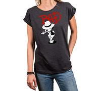 Makaya T-Shirt pour Femme Manche Courte Drole - Imprimé Bad Chien Grande Taille Gris Foncé M