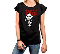 Makaya T-Shirt pour Femme Manche Courte Drole - Imprimé Bad Chien Grande Taille Noir S