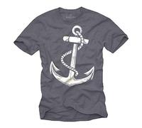 Makaya T-Shirt pour Homme Ancre Marine Bleu-Gris L