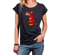 Makaya T-Shirt Rigolo pour Femme Manches Courtes Col Rond - Flash Indolence - Drole Super Heros Humour Theory Bleu S