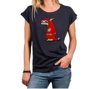 MAKAYA T-Shirt Rigolo pour Femme Manches Courtes Col Rond - Flash Indolence - Drole Super Heros idée cadeau Theory Bleu L L