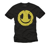 MAKAYA T-shirt Swag Musique Homme Smile Casque Electro Noir S
