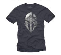 Makaya T-Shirt Viking pour Homme Casque Viking Odin Valhalla Walhalla Cadeaux Hommes Bleu-Gris L