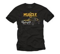 Makaya T-Shirt Voiture Muscle Américaine pour Homme Design Vintage De Voiture Impression Rétro Classique Noir L