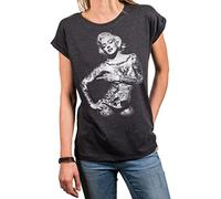 Makaya Tee Shirt Femme avec Message - Motif Tatouage Tattoo Top Été Manches Courtes Col Rond Grande Taille T-Shirt Gris XL