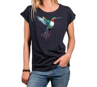 Makaya Tee Shirt Femme de Marque Chic Original Top Été Motif Colibri