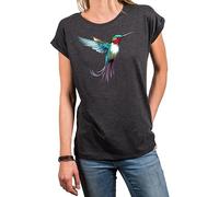 Makaya Tee Shirt Femme de Marque Chic Original Top Été Motif Colibri
