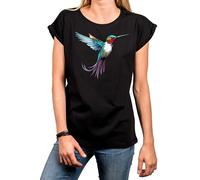 Makaya Tee Shirt Femme de Marque Chic Original Top Été Motif Colibri