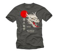 Makaya Tee Shirt Homme avec Slogan Nobody Cares Dragon Texte Symbol Chinois Message Idee Cadeau Garcon G ris S