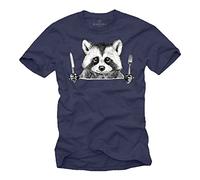 Makaya Tee Shirt Homme Humour - Animaux Raton Laveur Enfant Garcon Fille Cadeau Drole Bleu L