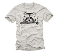 Makaya Tee Shirt Homme Humour - Animaux Raton Laveur Enfant Garcon Fille Cadeau Drole Gris Chiné XXXL