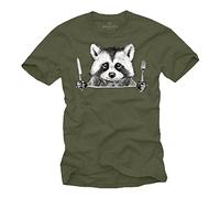 Makaya Tee Shirt Homme Humour - Animaux Raton Laveur Enfant Garcon Fille Cadeau Drole Vert S