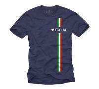 Makaya Tee Shirt Homme Italie Drapeau Italien Imprimé Love Italy T Shirt Italia Style Trikot Football Bleu XL