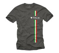 Makaya Tee Shirt Homme Italie Drapeau Italien Imprimé Love Italy T Shirt Italia Style Trikot Football Gris XXL