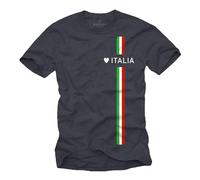 Makaya Tee Shirt Homme Italie Drapeau Italien Imprimé Love Italy T Shirt Italia Style Trikot Football Bleu-Gris M