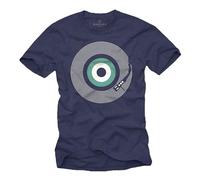 Makaya Tee Shirt Homme Original Vintage Retro Style Musique Idée Cadeau Musicien Rock T Shirt Vinyl Bleu L