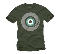 Makaya Tee Shirt Homme Original Vintage Retro Style Musique Idée Cadeau Musicien Rock T Shirt Vinyl Vert M