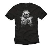 Makaya Tee Shirt Imprimé Homme Original - La Paresse Graphic Manches Courtes Grande Taille Noir XXL