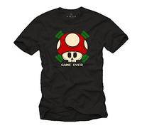 Makaya Tee Shirt Mario Noir - Geek Motif Jeu Informatique - Super Cadeau Enfant Homme M