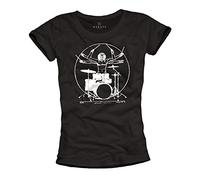 Makaya Tee Shirt Musique Femme - Groupe Rock - Imprimé Batteur Noir Manches Courtes Taille S