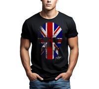 Makaya Tête De Mort T-Shirt Homme Union Jack Skeleton Drapeau Noir S-XXXL