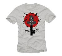 Makaya Tshirt Homme avec Motif Anime - Itachi - Tee Shirt Geek - Cadeau Enfant Gris XXL