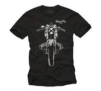 Makaya Vetement Motard - Motif Vintage Cafe Racer R100 - Tee Shirt Homme Moto Noir XXXXL
