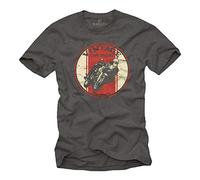 Makaya Vetement Moto Homme - Cadeau Original Cafe Racer T-Shirt Gris XXXXXL