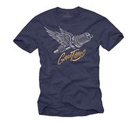 Makaya Vetemnt Moto - Tee Shirt Mecanicien Bougie d’allumage - Homme Bleu Cadeu Motard Grande Taille XL