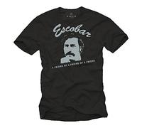 Makaya Vintage T-Shirt Homme Pablo Escobar Noir Taille L